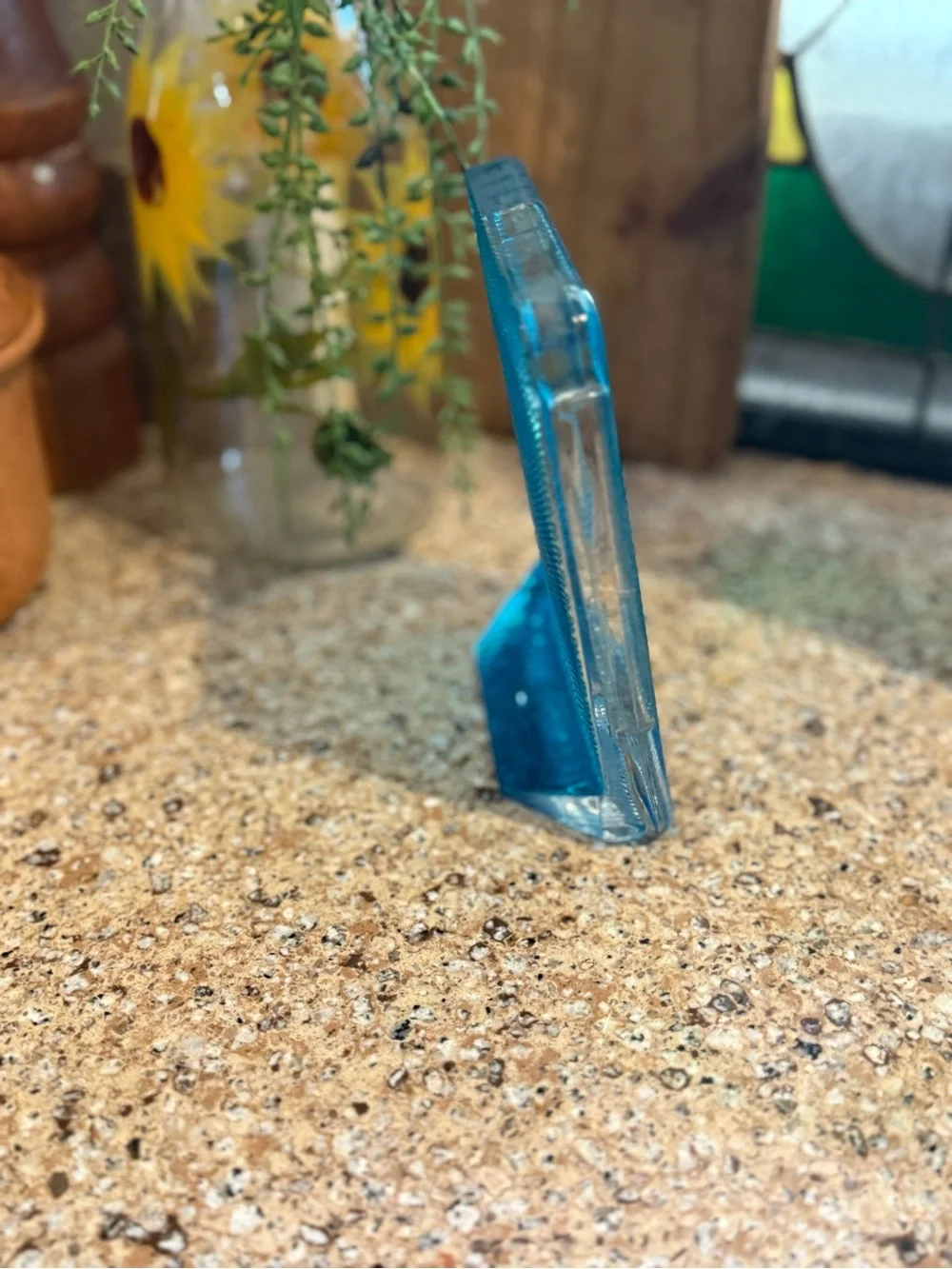 Vintage  4” x 5” Aqua Blue Textured Glass Frame|